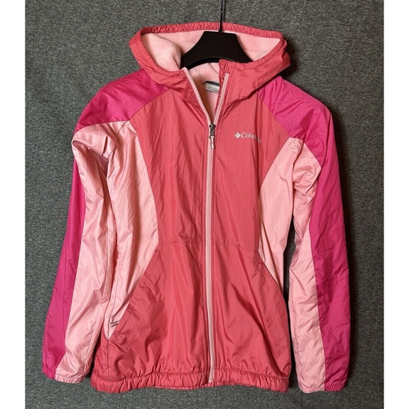 Columbia Other - Columbia Jacket Girls 14 /16 Pink Windbreaker Colorblock PFG Vented Lightweight